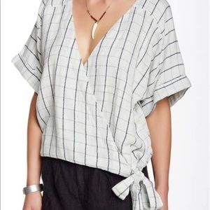 Free People Striped Wrap Tie Top